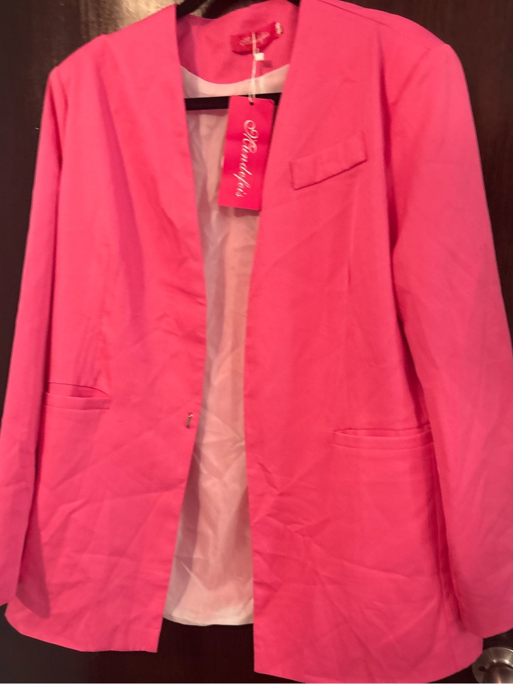 Bright Pink Open-Front Blazer. Size XL.